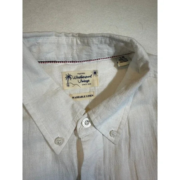 Weatherproof Vintage Mens Button Down Short Sleeve Linen Shirt - Picture 3 of 4